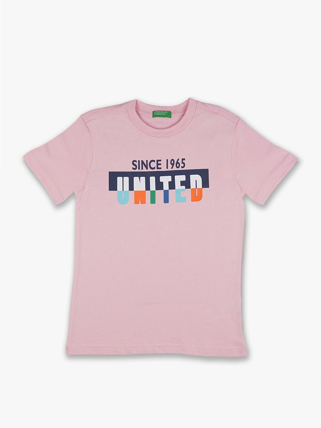 

United Colors of Benetton Boys Pink Typography Printed T-shirt