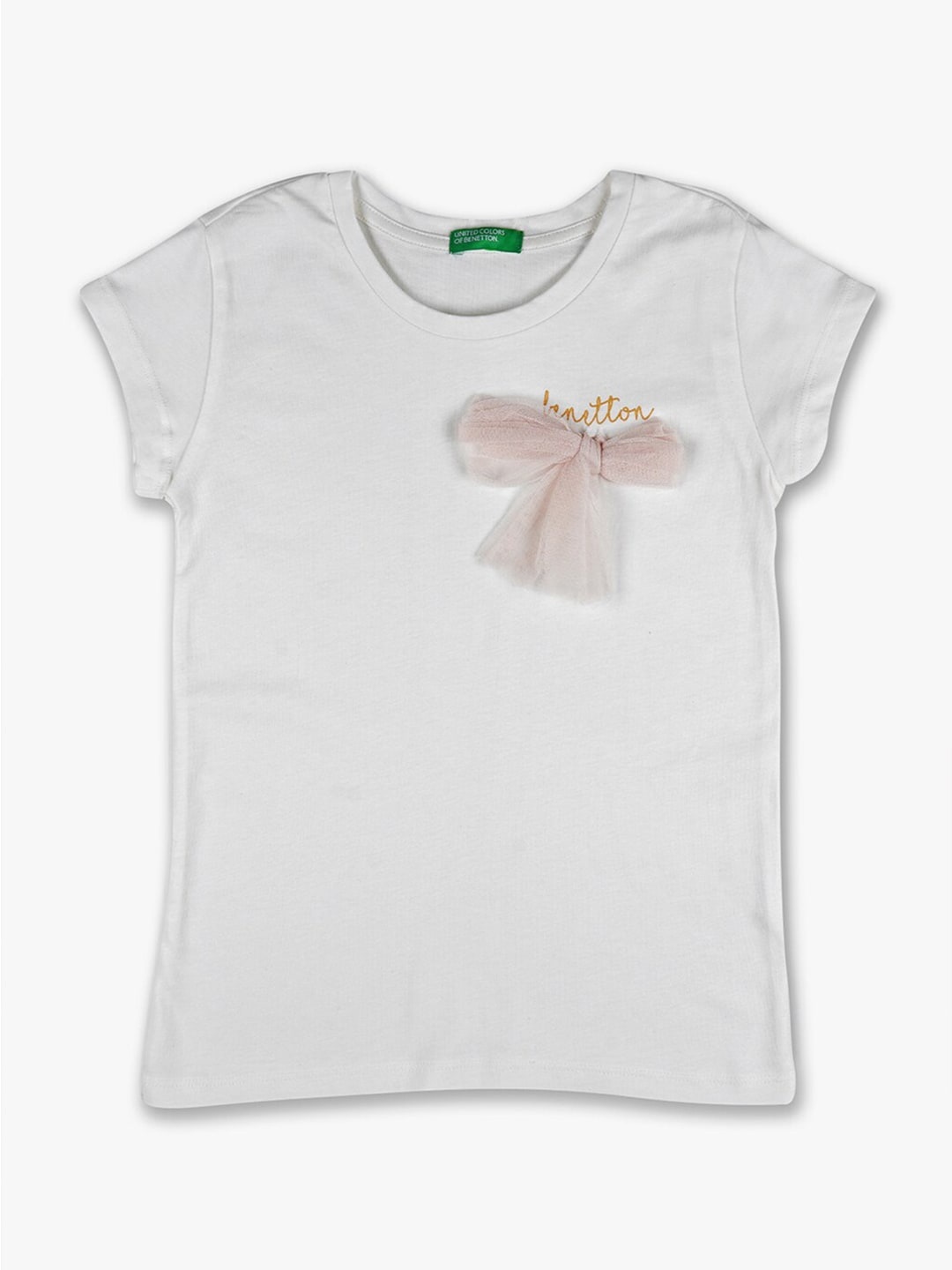 

United Colors of Benetton Girls Off White Solid T-shirt