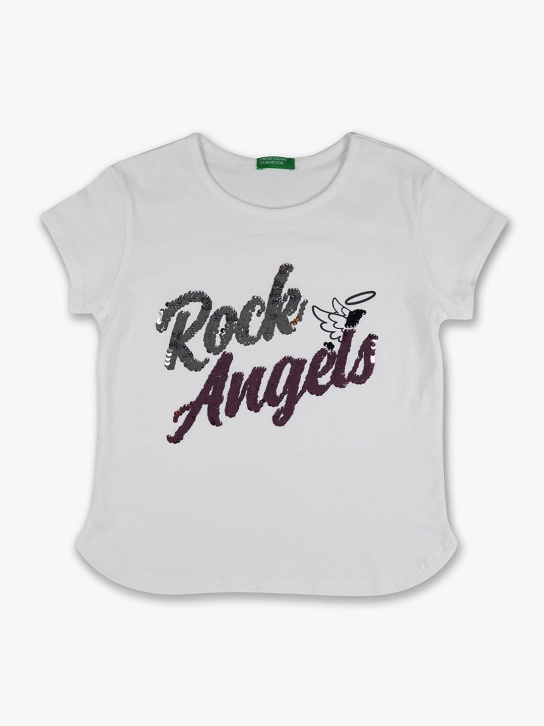 

United Colors of Benetton Girls Off White Typography Printed T-shirt