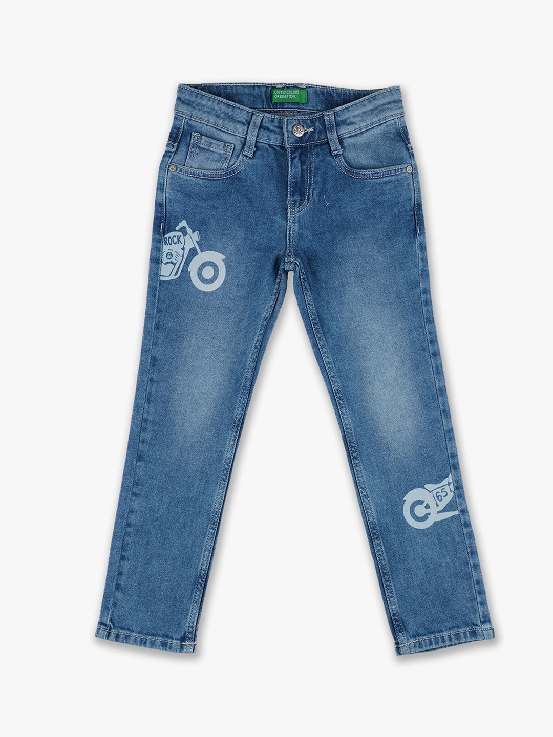 

United Colors of Benetton Boys Navy Blue Slim Fit Low-Rise Light Fade Jeans