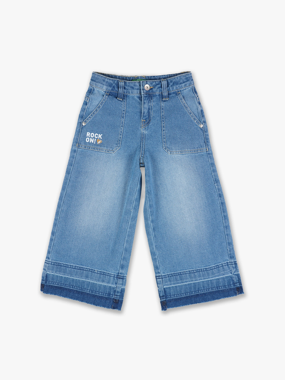 

United Colors of Benetton Girls Blue Heavy Fade Jeans