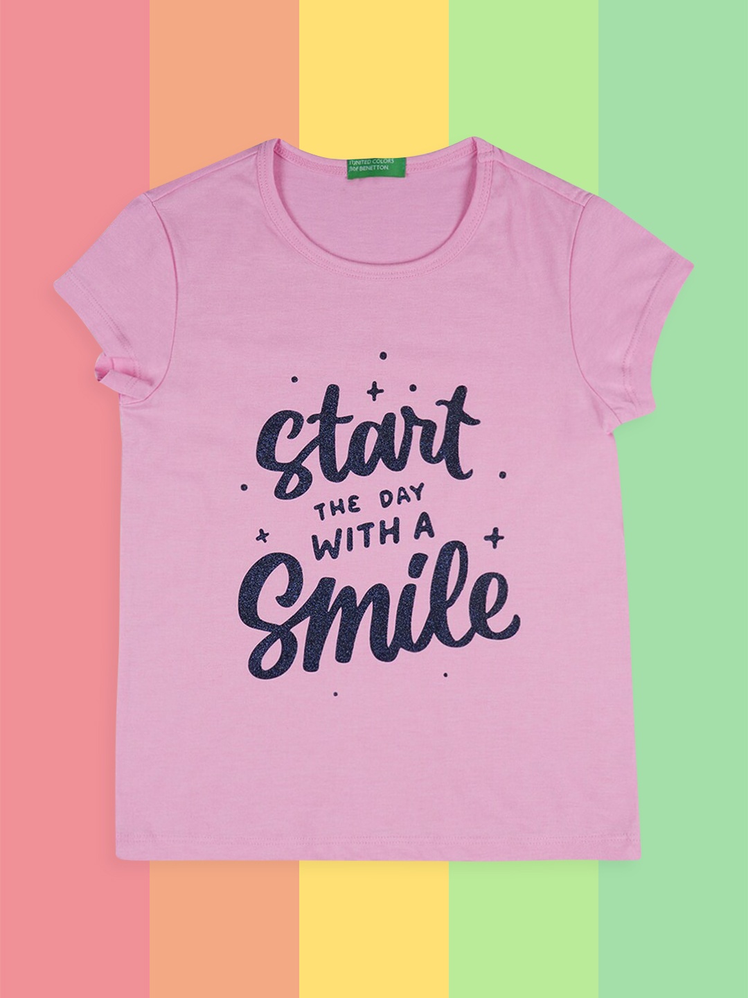 

United Colors of Benetton Girls Pink Typography Printed T-shirt