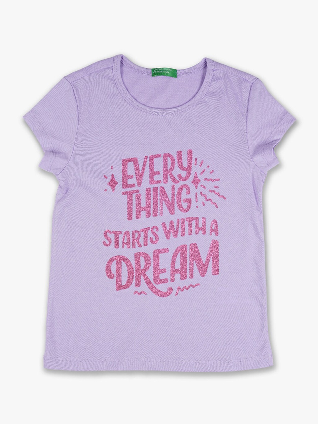

United Colors of Benetton Girls Purple & Pink Typography Printed T-shirt