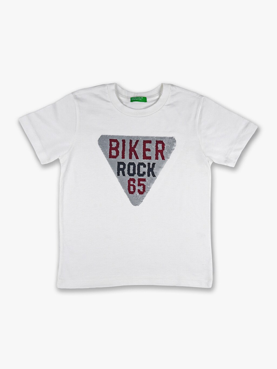 

United Colors of Benetton Boys Off-White Typography Printed Cotton T-shirt