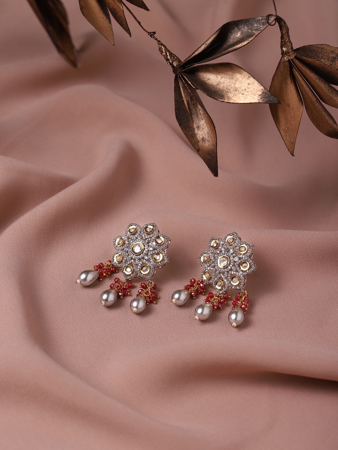 

RITU SINGH Silver-Toned Circular Studs Earrings