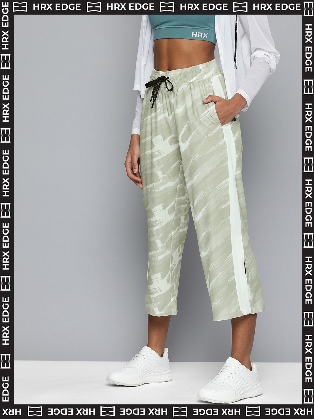

HRX By Hrithik Roshan Women EDGE Rapid-Dry AOP Track Pants, Green
