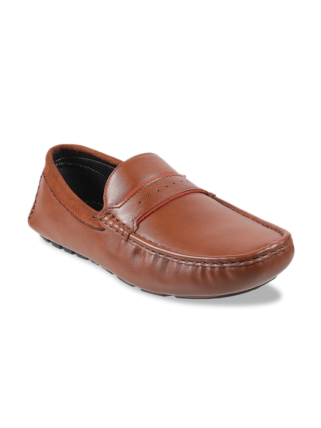 

Mochi Men Tan Brown Solid Leather Loafers