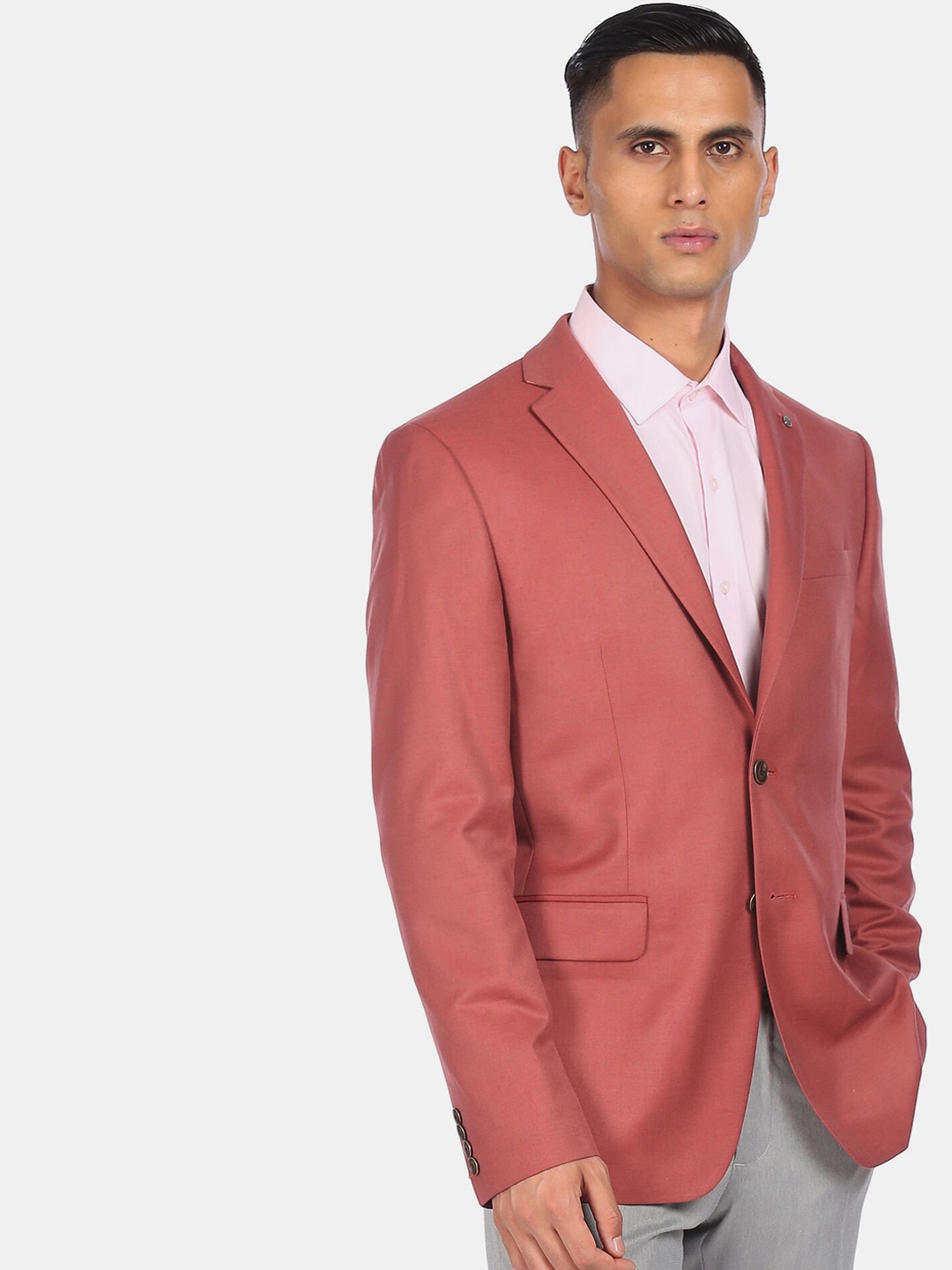 

Arrow Men Red Solid Single-Breasted Formal Blazer