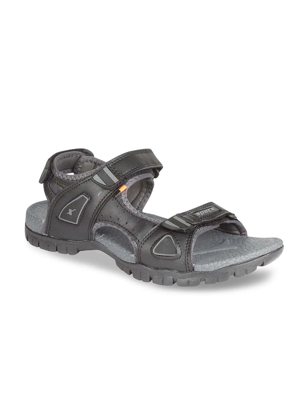 

Sparx Men Black & Grey Textured Sports Sandals