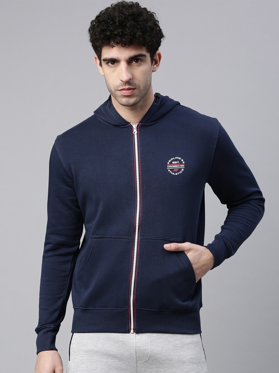 

Proline Active Men Blue Solid Hooded Sweatshirt