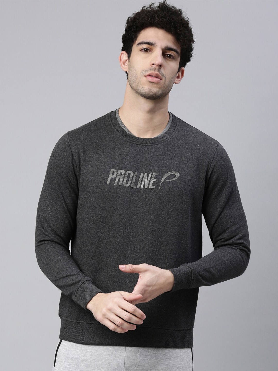 

Proline Active Men Grey Printed Sweatshirt