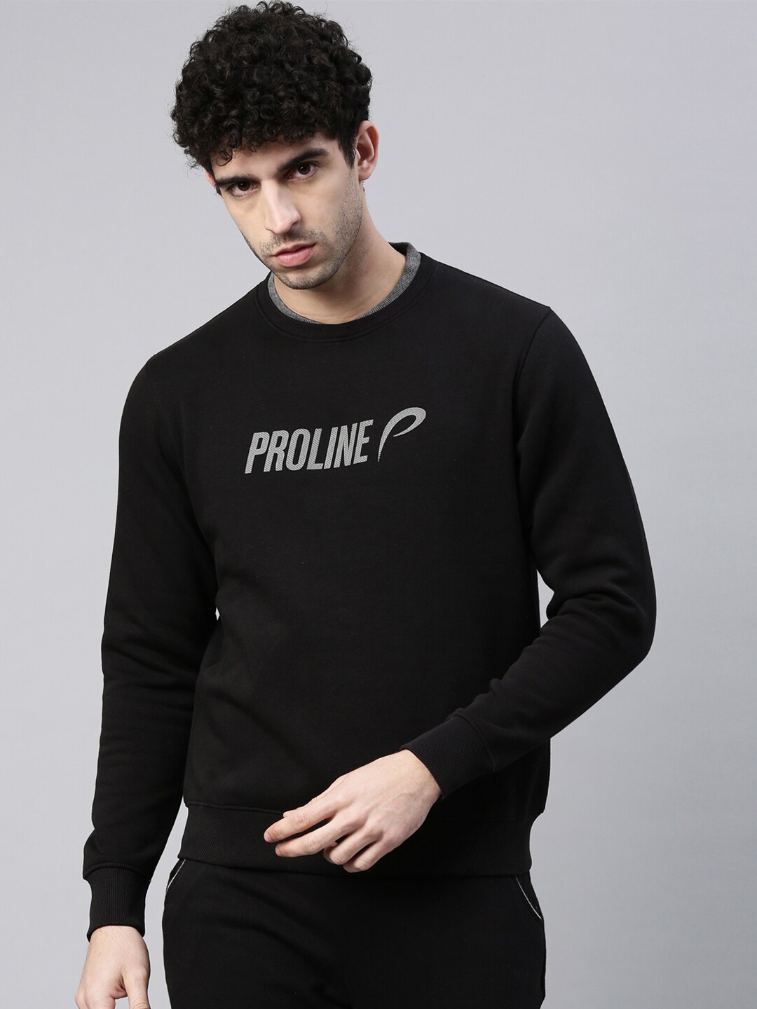 

Proline Active Men Black Printed Cotton Sweatshirt