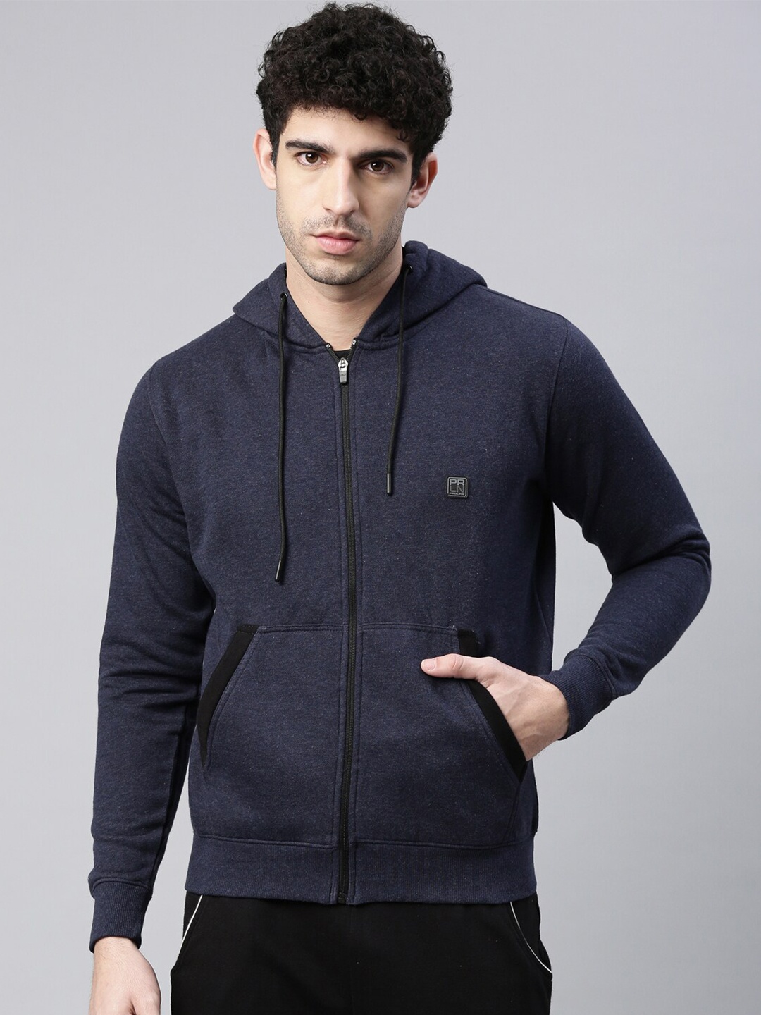 

Proline Active Men Blue Solid Hooded Sweatshirt