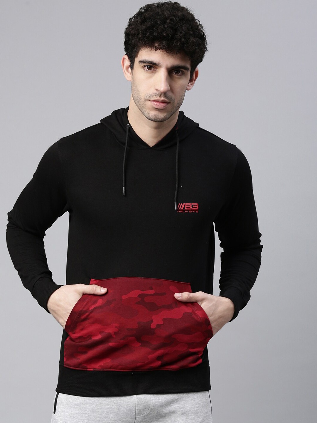 

Proline Active Men Black Printed Hooded Sweatshirt