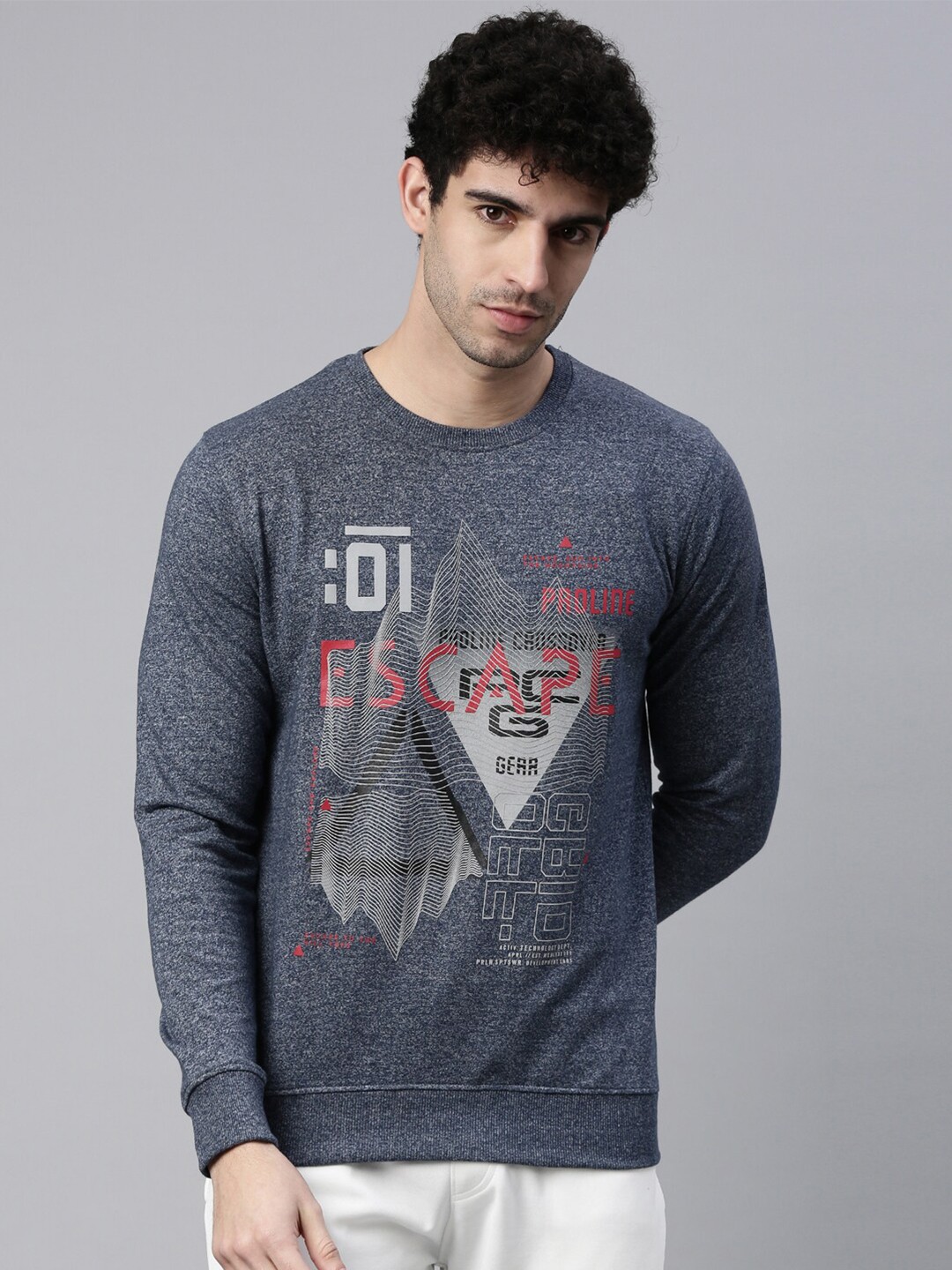 

Proline Active Men Blue Printed Sweatshirt