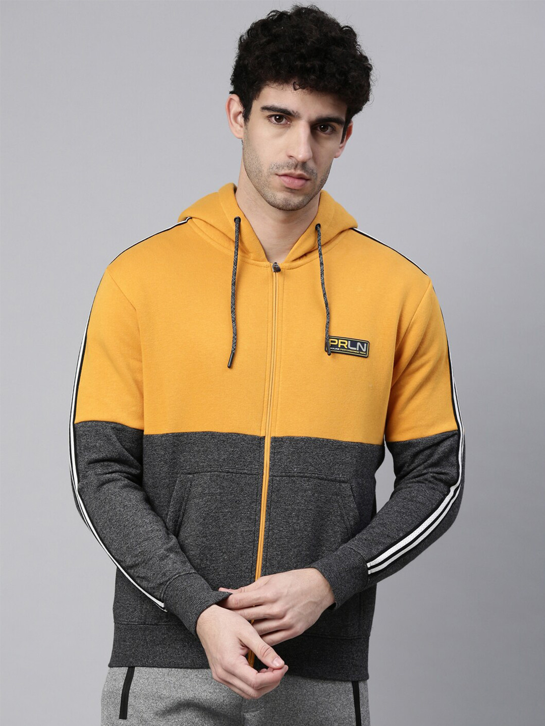 

Proline Active Men Yellow Colourblocked Hooded Sweatshirt