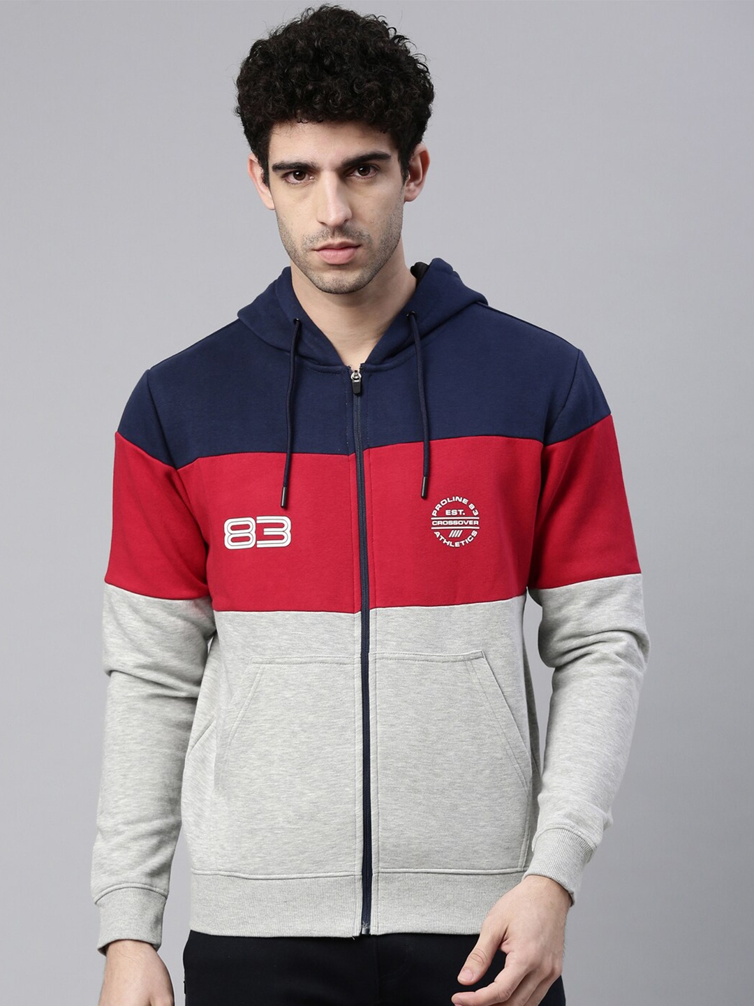 

Proline Active Men Grey Colourblocked Cotton Sweatshirt