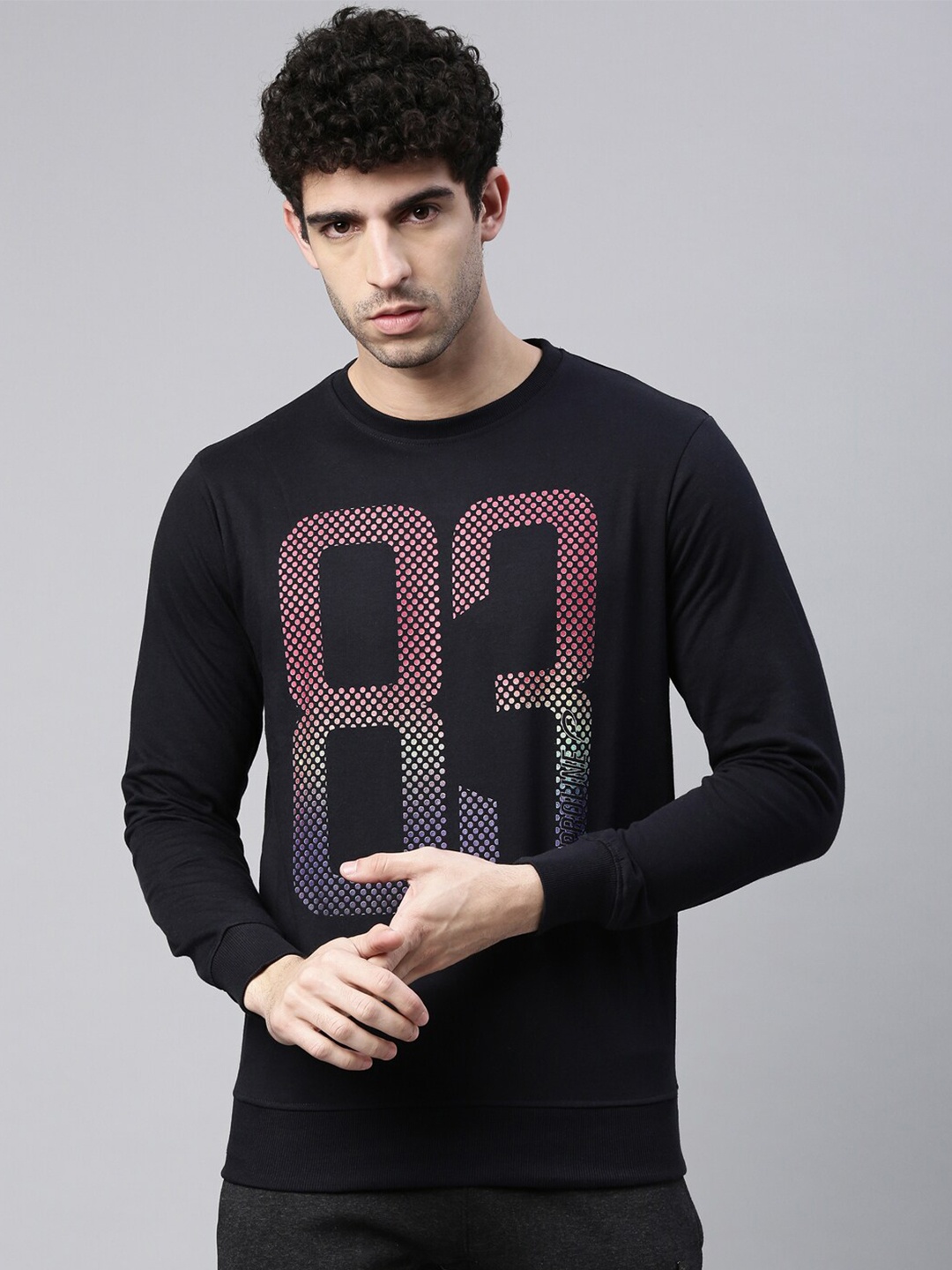 

Proline Active Men Navy Blue Printed Sweatshirt