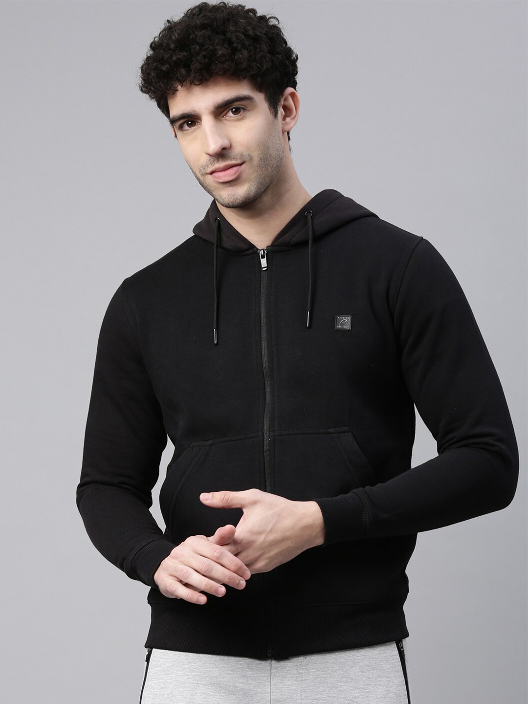 

Proline Active Men Black Solid Hooded Sweatshirt