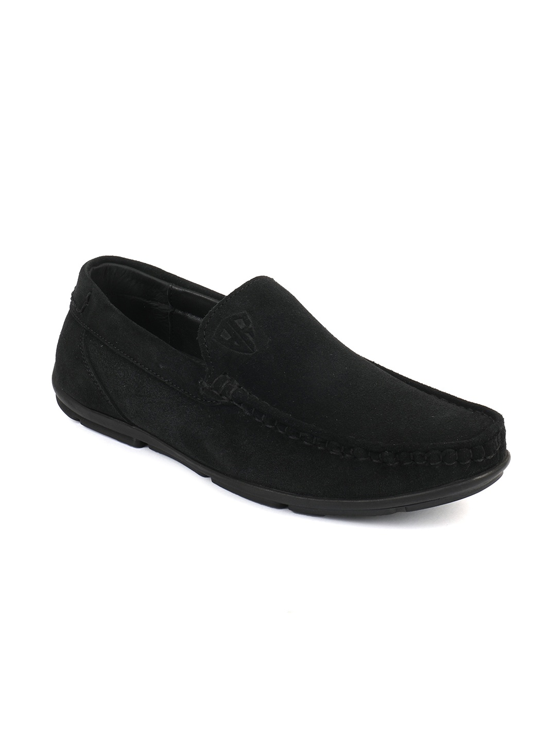 

BRATVA Men Black Textured Leather Driving Shoes