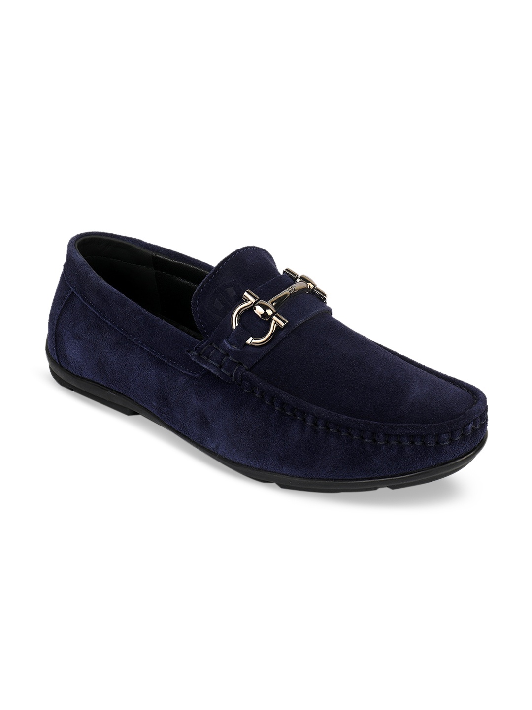 

BRATVA Men Blue Solid Leather Loafers