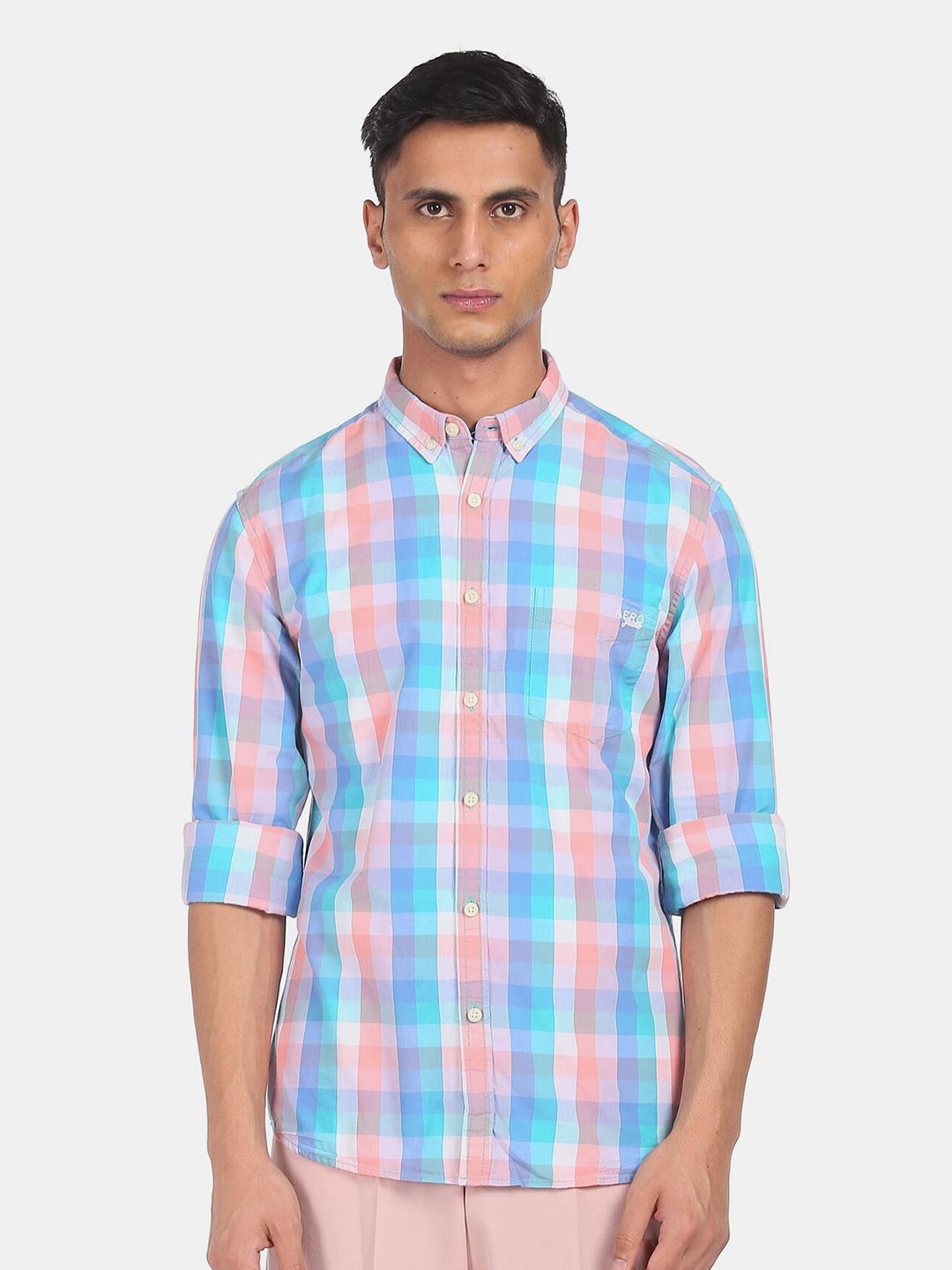 

Aeropostale Men Multicoloured Checked Regular Fit 100% Cotton Casual Shirt, Multi