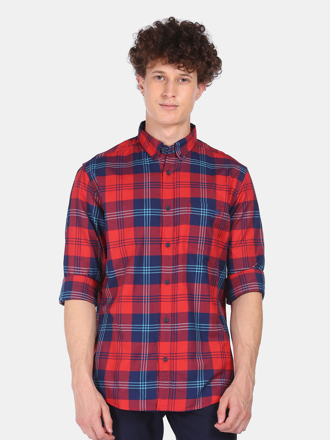 

Aeropostale Men Red Tartan Checks Regular Fit 100% Cotton Casual Shirt