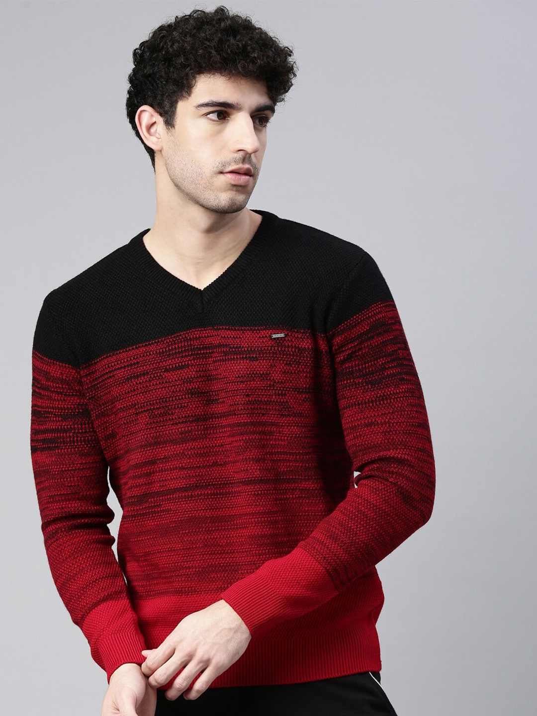 

Proline Active Men Red & Black Colourblocked Acrylic Pullover