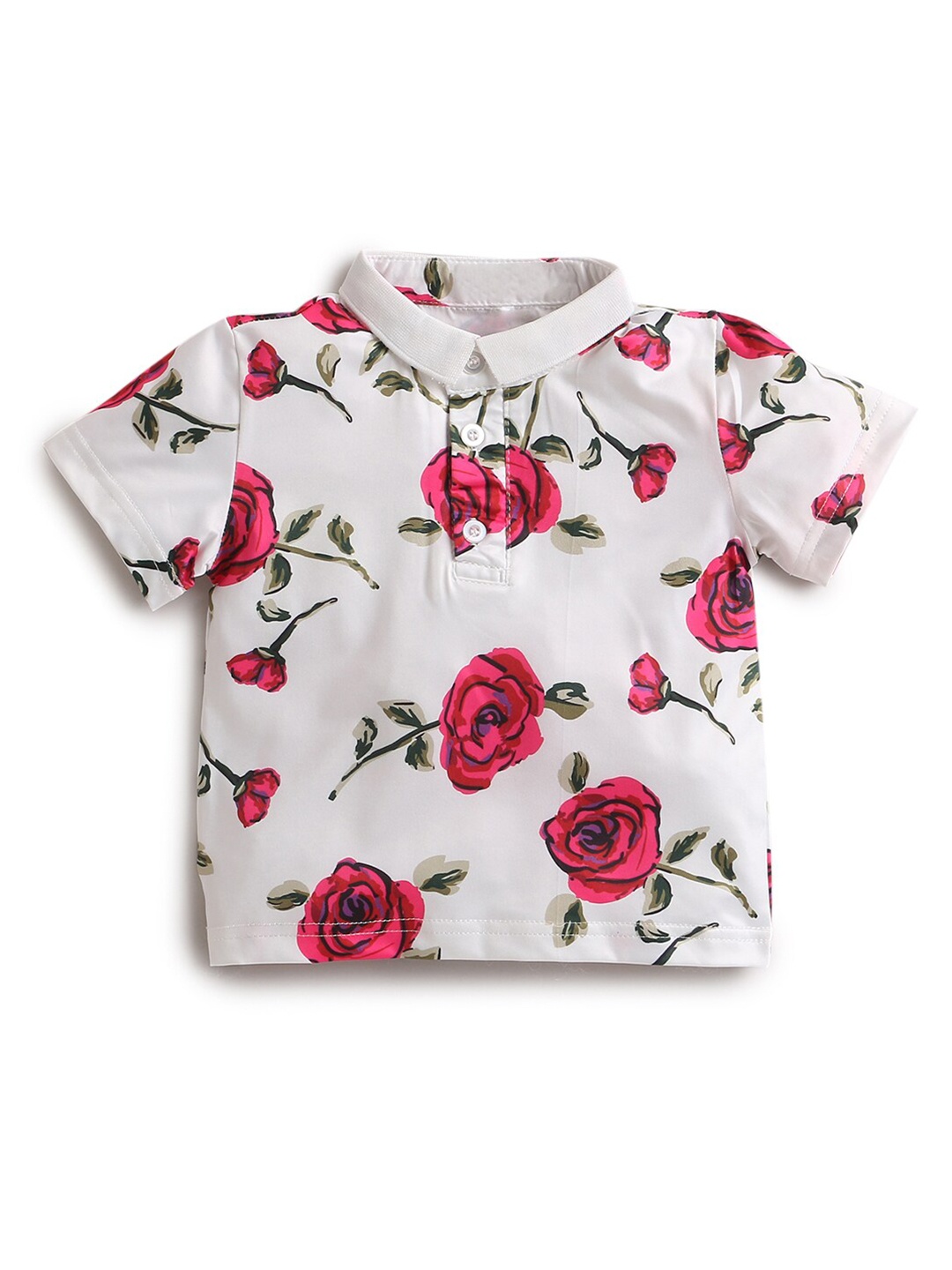 

Hopscotch Boys White Floral Printed T-shirt