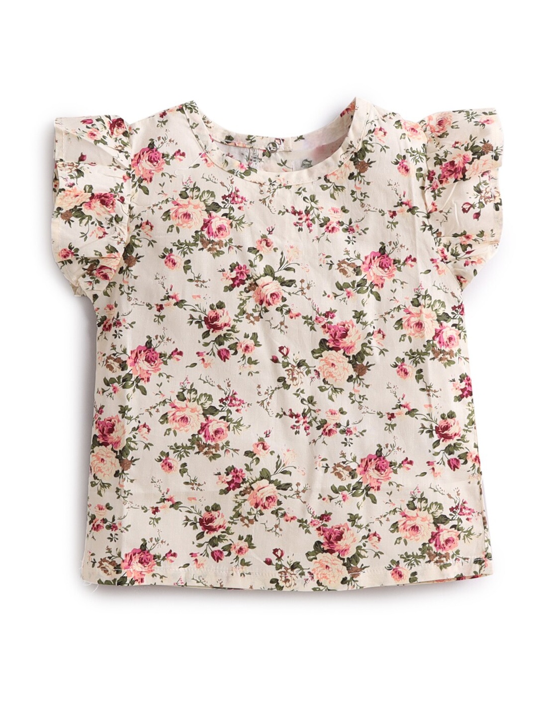 

Hopscotch Girls Red & Off White Floral Printed Top