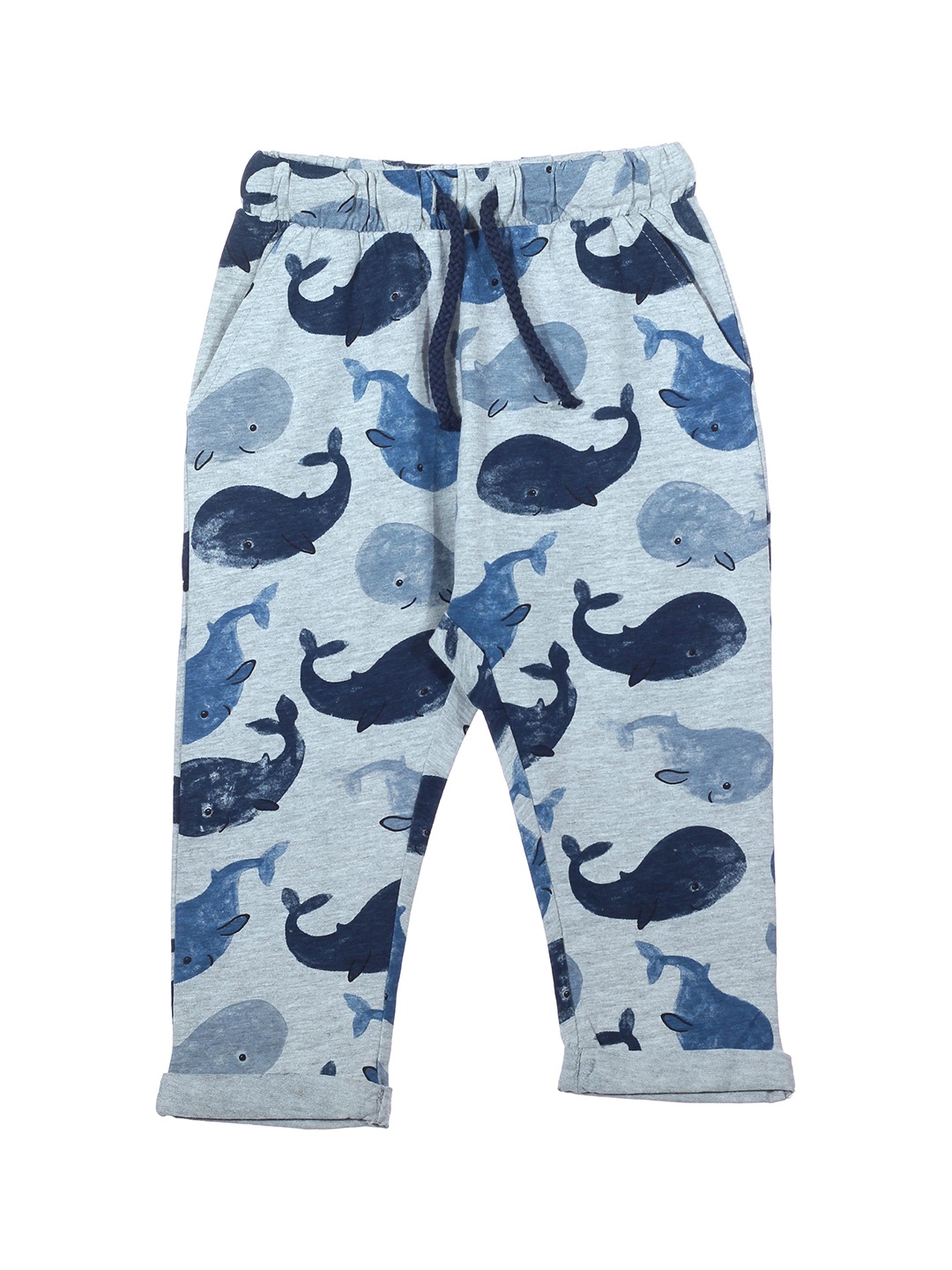

Lil Lollipop Kids Grey & Blue Printed Pure Cotton Track Pant