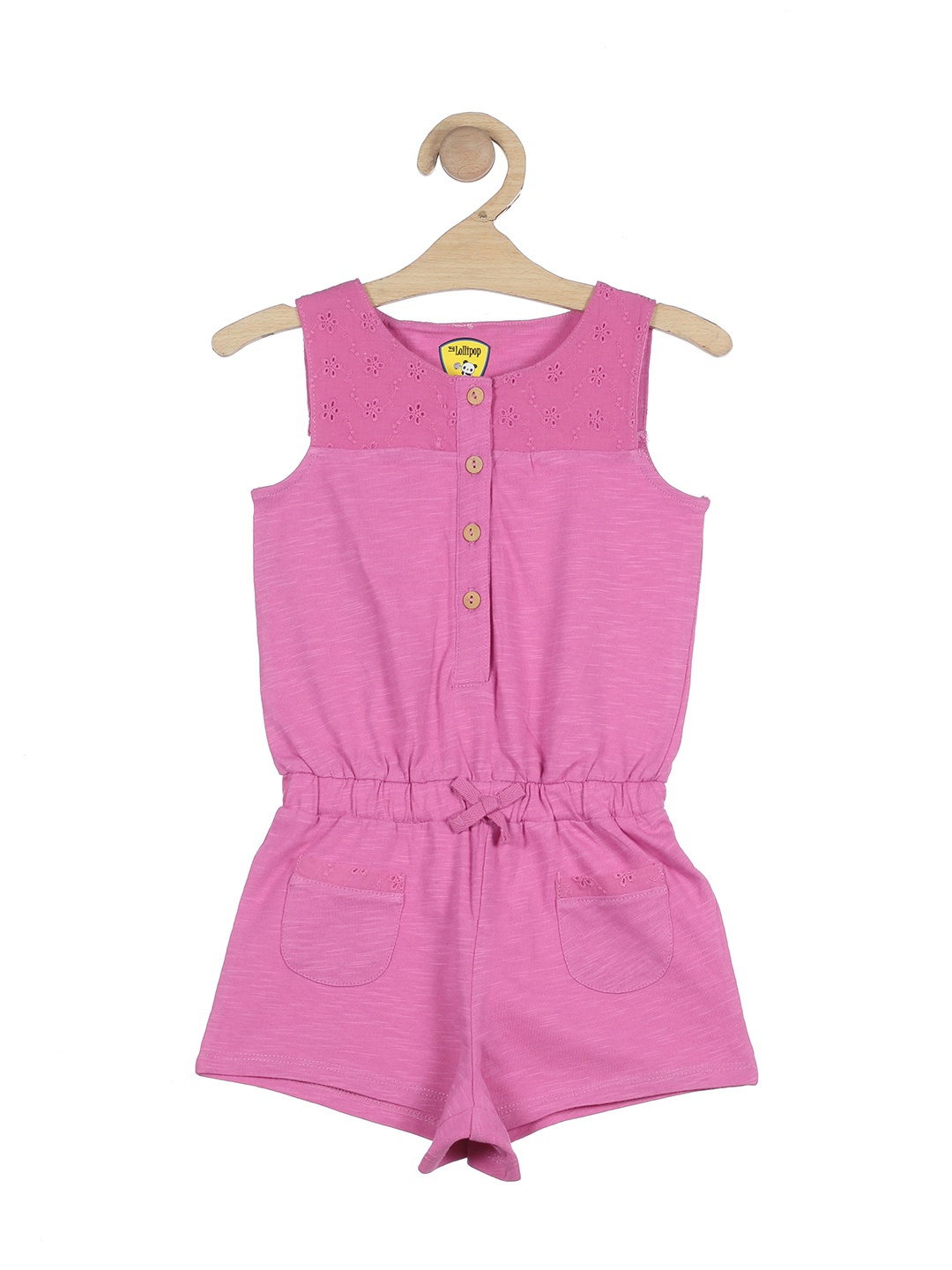 

Lil Lollipop Girls Pink Sleeveless Cotton Playsuit