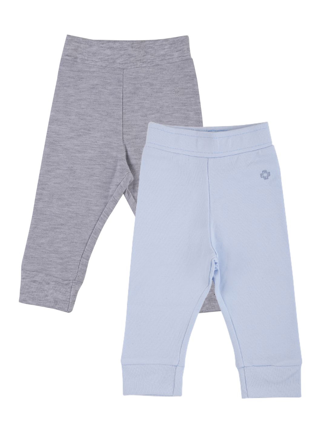 

My Milestones Boys Pack Of 2 Grey & Blue Regular Fit Solid Cotton Joggers