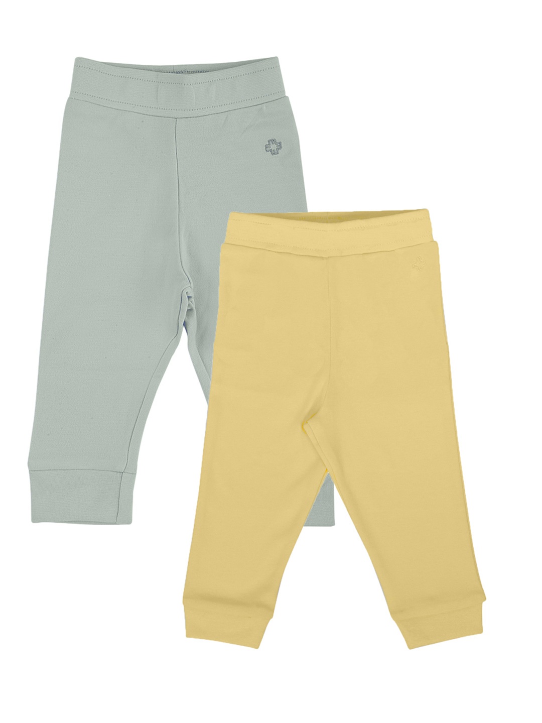 

My Milestones Boys Pack Of 2 Green & Yellow Solid Cotton Track Pants