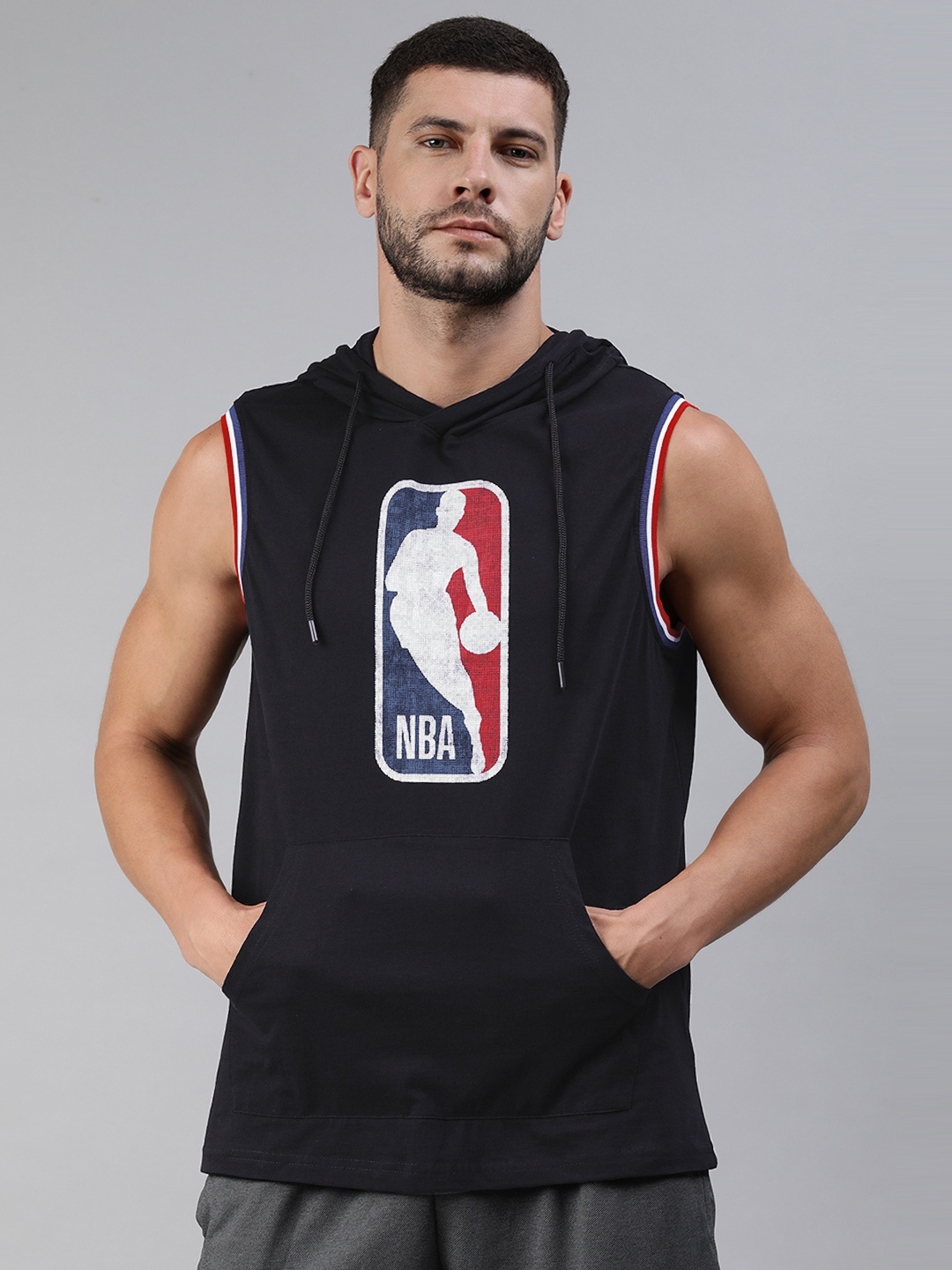 

NBA Men Black NBA Classic Crest Sleeveless Hoodie, Navy blue