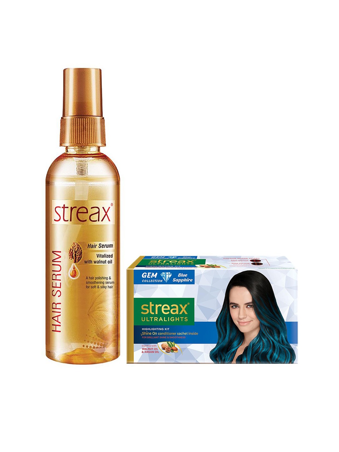 

Streax Vitalized Hair Serum 100 ml & Ultralights Highlighting Kit - Blue Sapphire