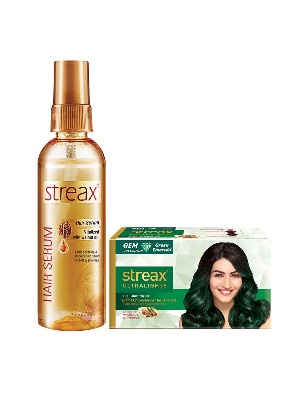

Streax Vitalized Hair Serum 100 ml & Ultralights Highlighting Kit - Green Emerald