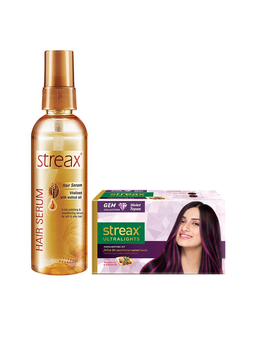 

Streax Vitalized Hair Serum 100 ml & Ultralights Highlighting Kit - Violet Topaz