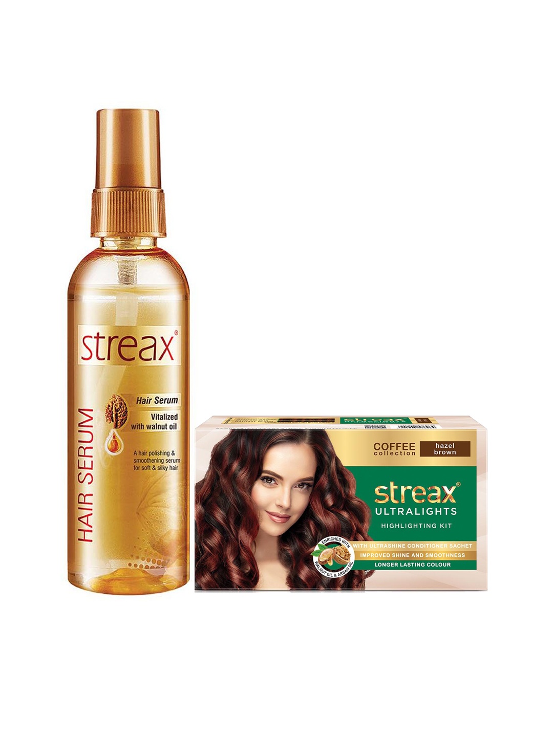 

Streax Vitalized Hair Serum 100 ml & Ultralights Highlighting Kit - Hazel Brown