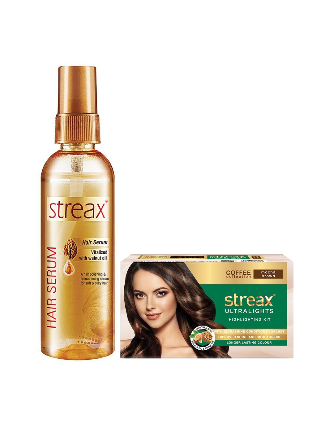 

Streax Vitalized Hair Serum 100 ml & Ultralights Highlighting Kit - Mocha Brown