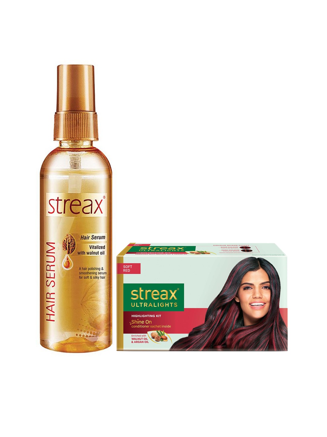 

Streax Vitalized Hair Serum 100 ml & Ultralights Highlighting Kit - Soft Red