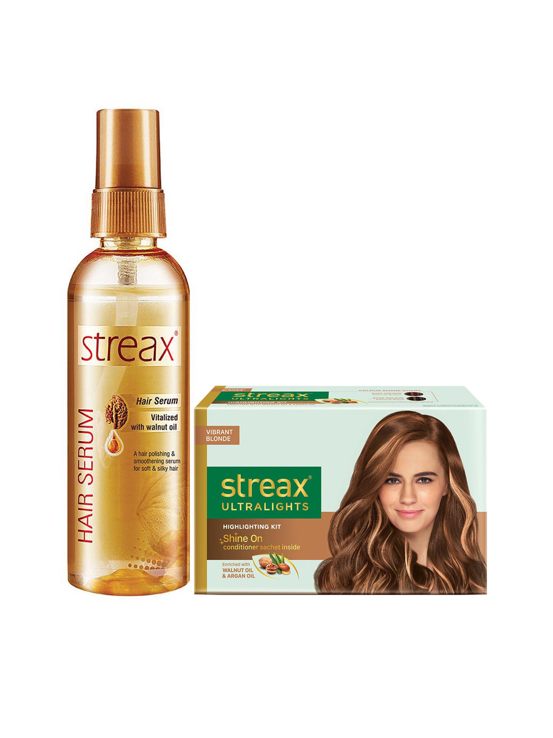 

Streax Vitalized Hair Serum 100 ml & Ultralights Highlighting Kit - Vibrant Blonde, Gold