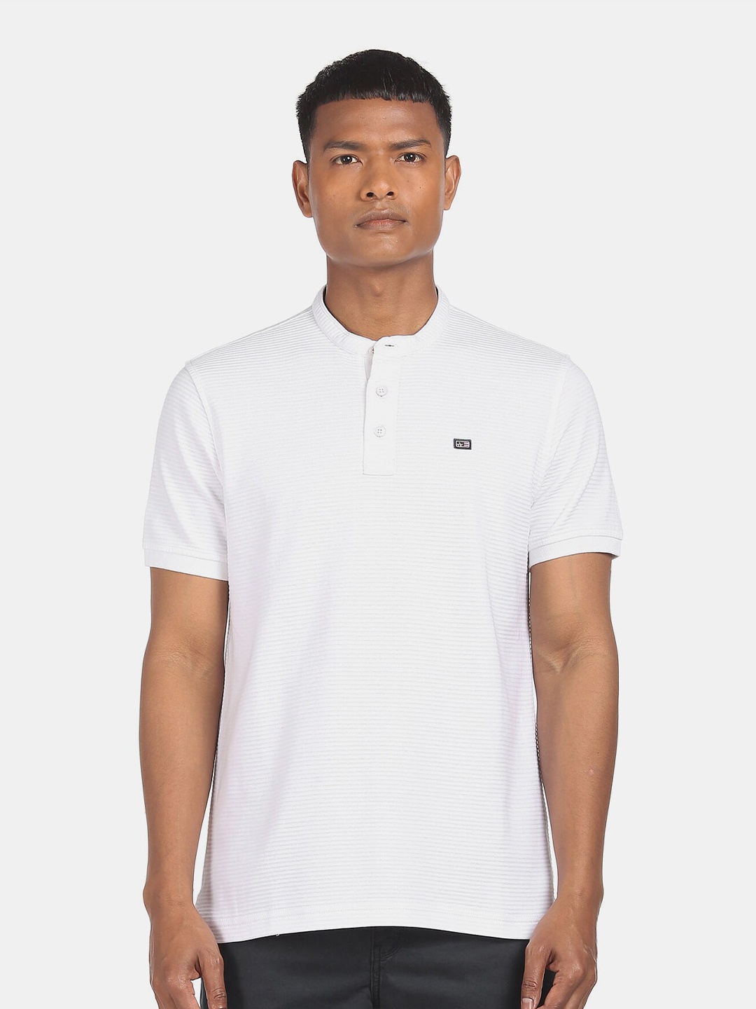 

Arrow Sport Men White Henley Neck Cotton T-shirt