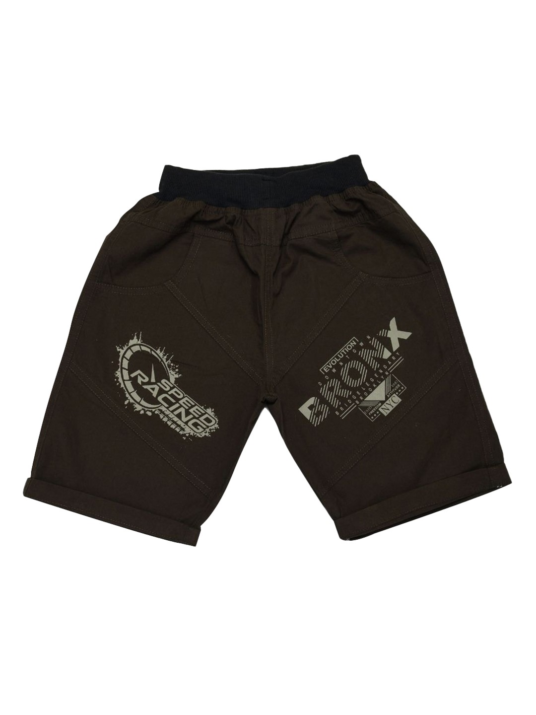 

VEDANA Boys Olive Green Typography Printed Cotton Shorts