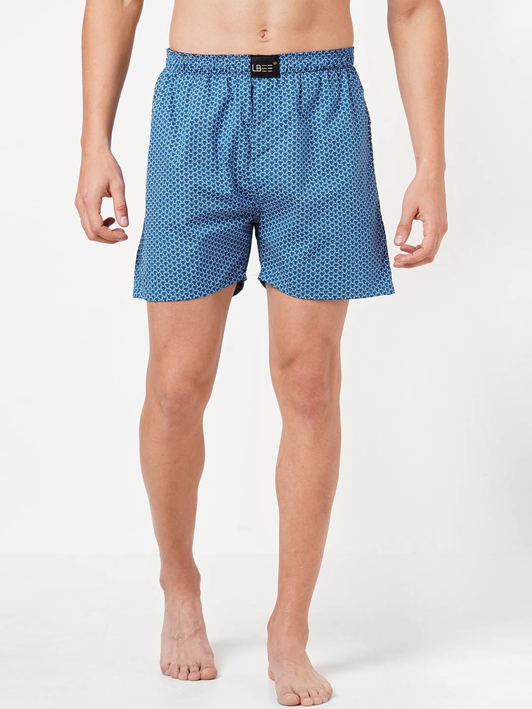 

LBEE Men Blue & White Printed Cotton Boxers MCLB00502