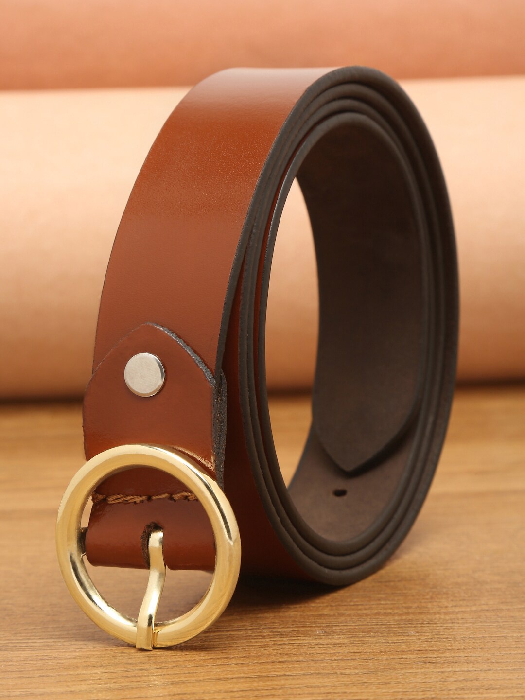 

Teakwood Leathers Women Tan Solid Leather Belt