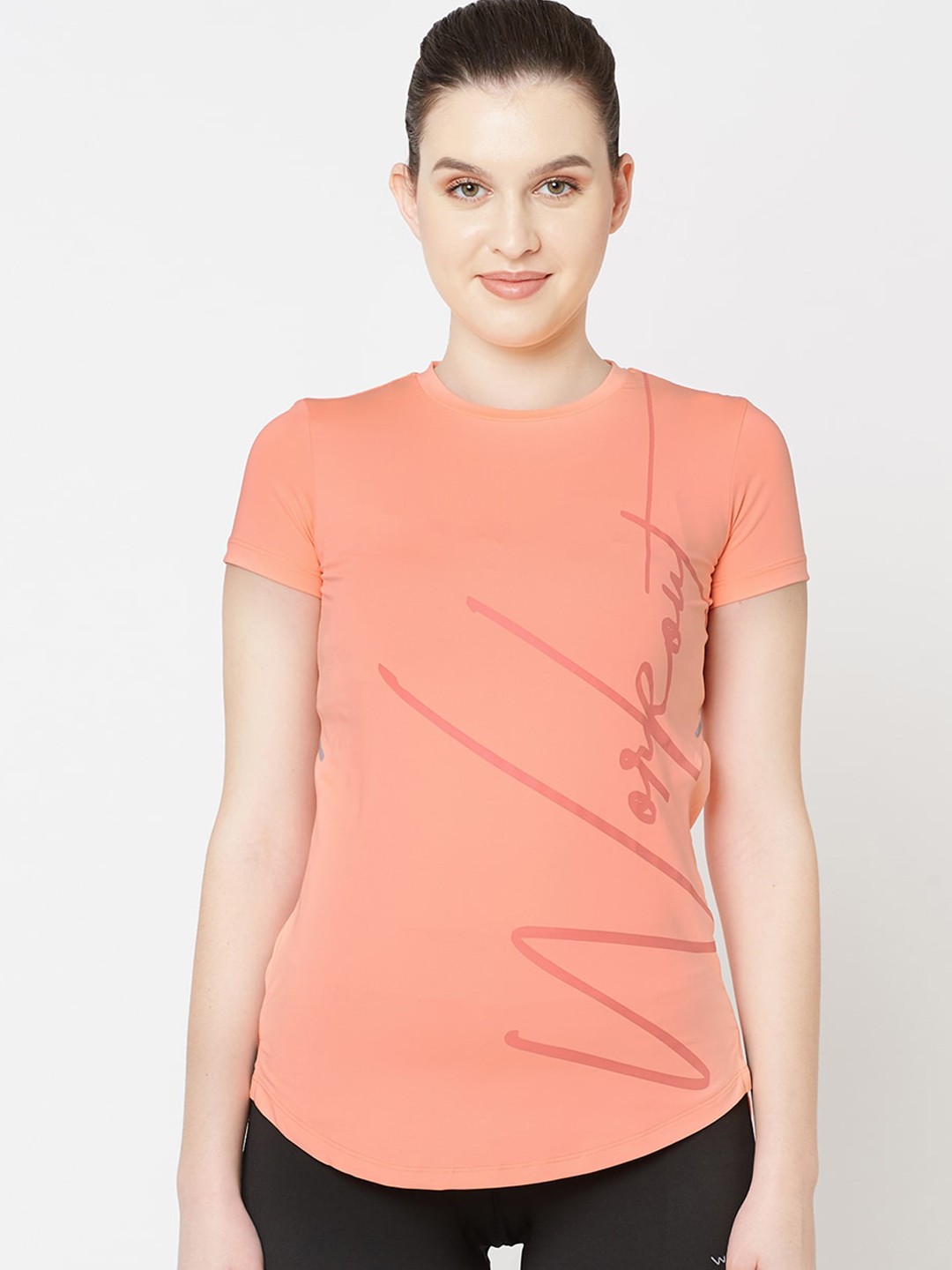 

Sweet Dreams Women Peach Printed Round Neck T-shirt, Orange