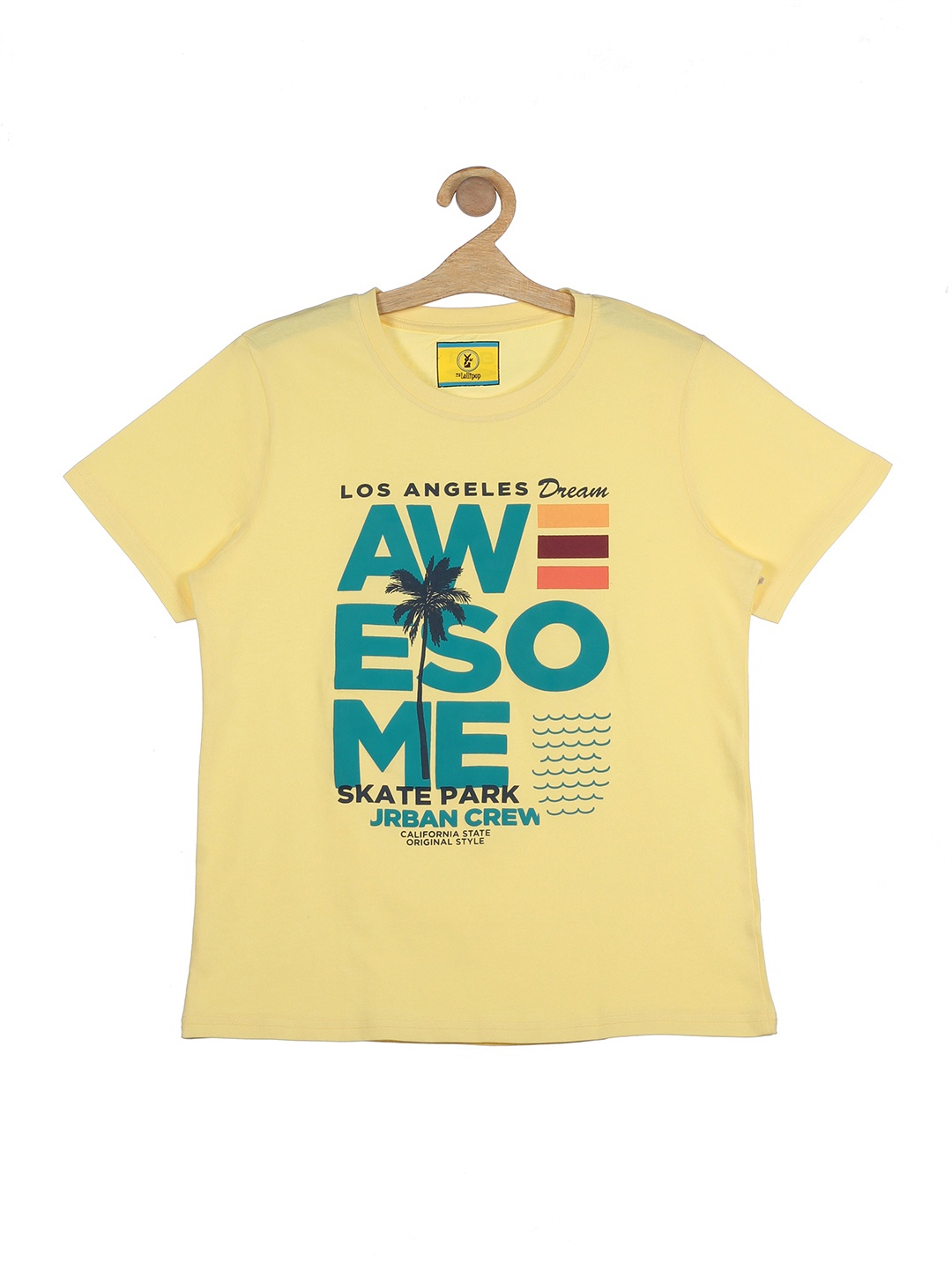

Lil Lollipop Kids Yellow Printed Cotton T-shirt