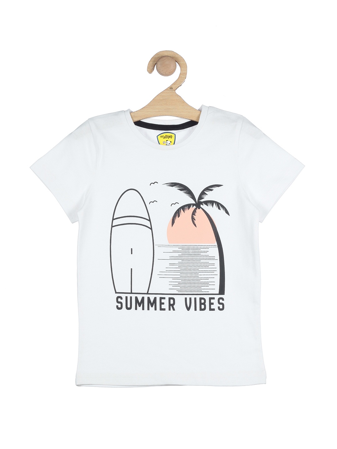 

Lil Lollipop Kids White Printed Cotton T-shirt