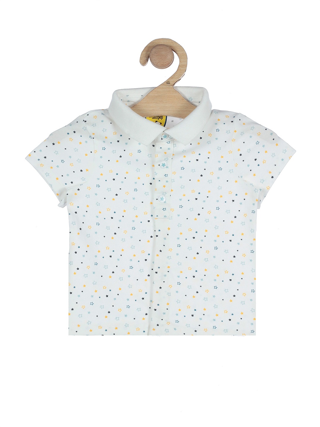 

Lil Lollipop Kids White Printed Polo Collar T-shirt